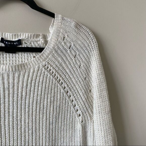 Trouvé-Chunky Knit Ivory/Grey Split Back Sweater - Picture 4 of 14